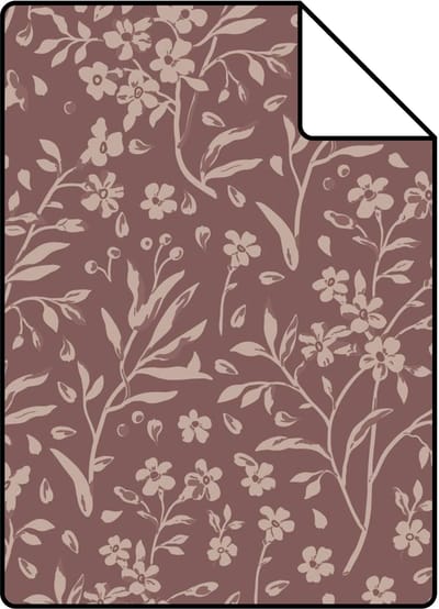 Proefstaal ESTAhome behang bloemetjes mauve paars - 26.5 x 21 cm - 132233-S