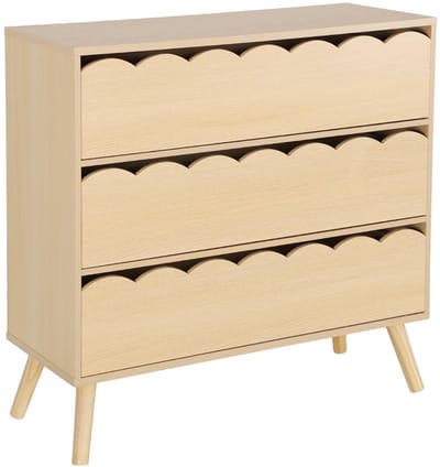 sweeek - Kinderladekast houtdecor 3 lades, poten van grenenhout - azur