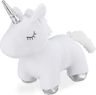 Deurstopper eenhoorn - zachte deurbuffer - kinderkamer - 25 cm hoog - wit