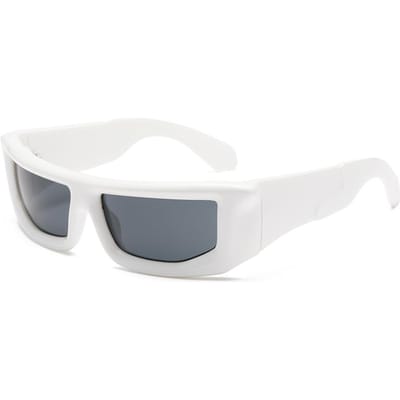 Nouveaux Lunettes de Soleil Style Vélo Y2K Forme Hip Hop Lunettes Style Tendance Personnalisé Argenté Lunettes de Soleil Cyberpunk Qualité Professionnelle white