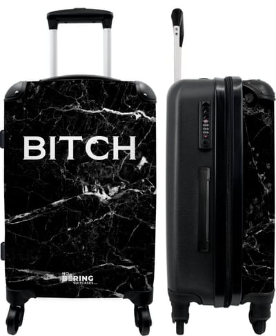 NoBoringSuitcases.com - Grote koffer dames - Zwarte reiskoffer marmer met 4 wielen - Trolley op wieltjes 60 liter - Rolkoffer groot vrouwen - Ruimbagage valies 20kg - Valiezen voor volwassenen - Bagagekoffer large - Hardcase tsa slot - Reisbagage XL