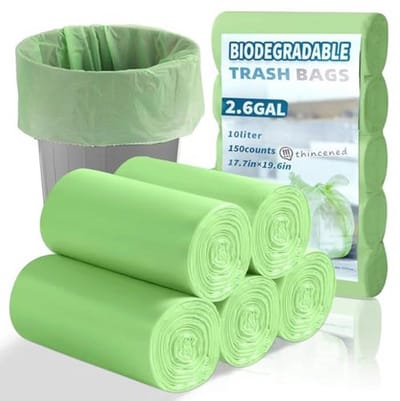 Kleine Vuilniszakken 2.6 Gallon - Biologisch Afbreekbaar - 150 Stuks - Ideaal voor Badkamer