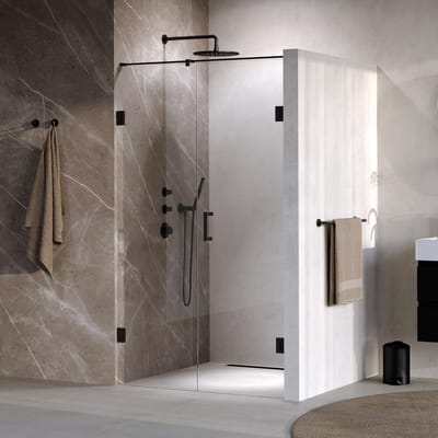 Brauer Void - Nisdeur - 2-Delig - Helder Glas - 110 x 200 cm - Omkeerbaar - met Draaideur 60 cm - Aan Muur - incl. Glascoating - Mat Zwart
