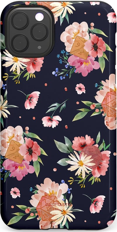 Casetastic Hoesje Geschikt voor Apple iPhone 11 Pro Max - Stijlvolle Beschermende Duo-layer Case - Bloemenkracht met D20