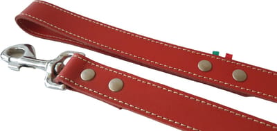 JACK AND VANILLA Double Hondenriem / Hondenlijn - Echt Leder - Rood - Breedte: 25 mm - Lengte: 100 cm