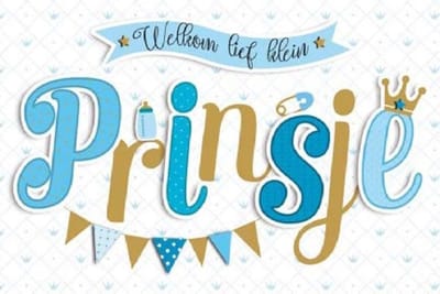 Wenskaart - A4 - XL wenskaart - Geboorte zoon - welkom lief klein prinsje - geboorte jongen - baby - Extra grote kaart