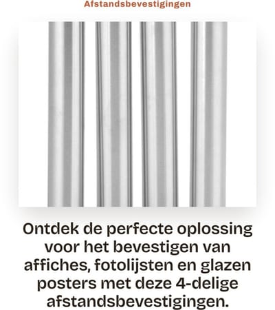 Dailygoods- Afstandhouders 4-delig - Muurbevestigingen - Standoff Houder - Bevestigingspennen - Rubber buffer - 19x120 mm - Standoffs