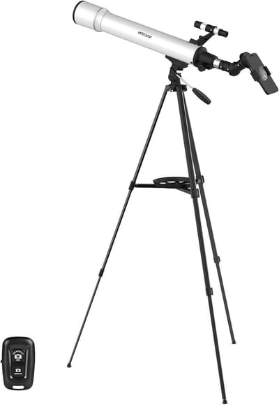 Kinder Telescoop - Beginner Telescoop - Sterren Kijken - Grote Objectieflens - 90 Millimeter - Zilver