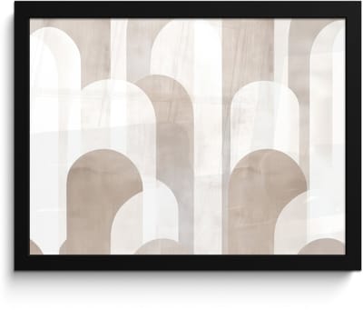 Poster in lijst - Fotolijst 40x30 cm - Posters - Abstracte bogen - Modern - Beige - Posterlijst zwart - Decoratie - Wanddecoratie woonkamer - Muurdecoratie slaapkamer