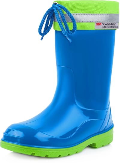 Ladeheid Kinder Regenlaarzen - Rubber - Hoog met Veters - PVC - Waterdicht – Blauw Groen – 22 - LA-LMG-972-Kim