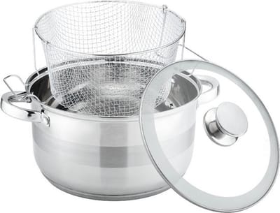 Cheffinger Frituurpan RVS Ø 24cm met Glazen Deksel inductie - 6.5 Liter