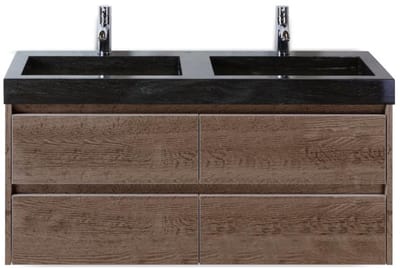 Dante Badmeubelset 120 cm - Tabacco - Wastafel Hardsteen Wit Lucca Dubbel