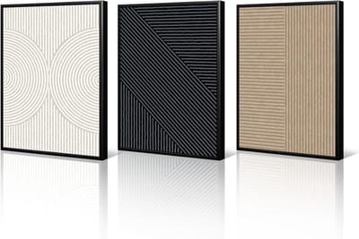 Abstracte Canvas Prints - Wanddecoratie Set - Woonkamer Verfraaien - 300 g/m² Dik Canvas - 16x24 Inch - Beige Zwart Bruin