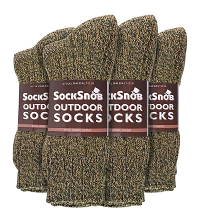 Sock Snob - 12 paar wollen laarzensokken voor heren - Bruin