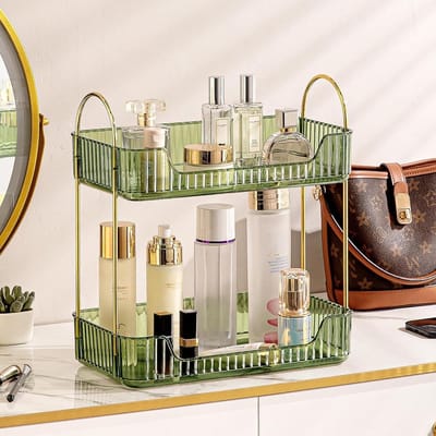 360 Graden Rotating Make-up Organizer met 2 Lagen, Perfect voor Parfum, Huidverzorging en Cosmetica, Ideaal voor Lippenstiften, Sieraden en Make-upaccessoires in de Slaapkamer