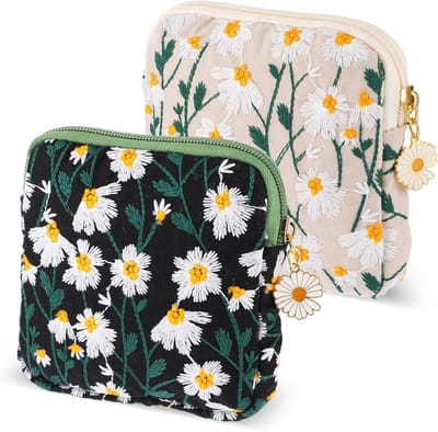 Allecto Plus - Opbergtas voor Maandverband en Tampons - Katoenen Draagtas voor Vrouwen en Tiener Meisjes - Periode Benodigdheden Organizer - Set van 2