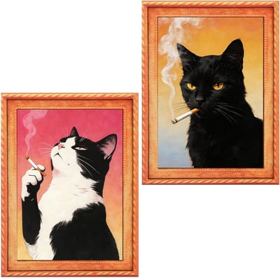 Grappige kattenmagneten voor op de koelkast - Vintage olieverfschilderij decoratie, perfect voor thuis of openbare plaatsen, unieke en modieuze accessoires