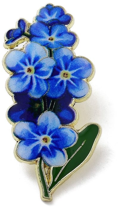 Pin - vergeet me nietje - blauwe bloem - geschenk - broche - kledingspeld - cadeau