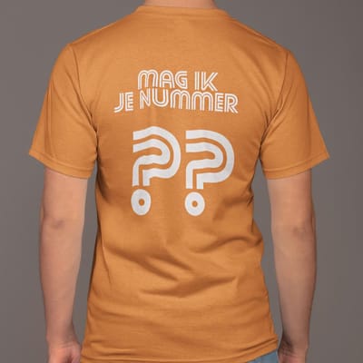 Oranje T-shirt "Mag Ik Je Nummer??" XS