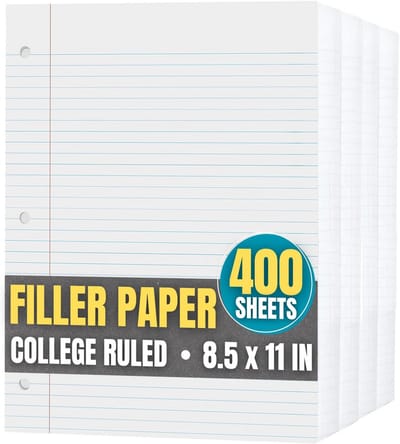 Losbladig Vulpapier Gelijnd voor School en Kantoor - 3 Gaten Geperforeerd - 4 Pak