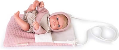 Poppen Mufly - Mini baby - Overal mee - Met schoudertas - 21 cm - Meerkleurig