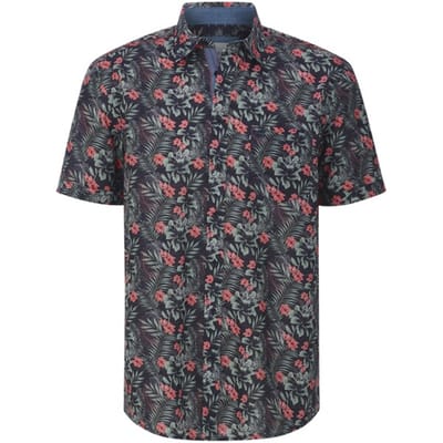 Babista herren Overhemd Met Korte Mouwen - 39/40 - donkerblauw - Plus Size