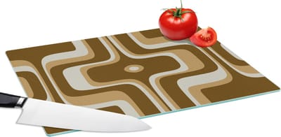 Glazen Snijplank - 39x28 - Retro - Design - Bruin - Snijplanken Glas
