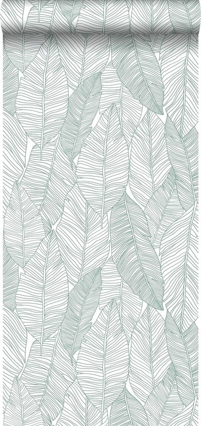 ESTAhome behang getekende bladeren groen - 53 cm x 10.05 m - 139010