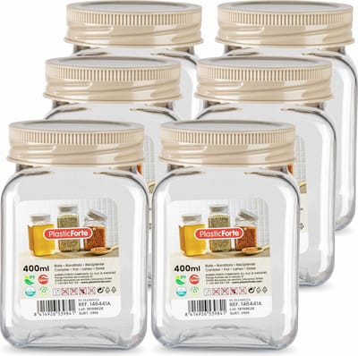 PlasticForte Voorraadpot/bewaarpot - 6x - 400 ml - kunststof - beige - B7 x H11 cm