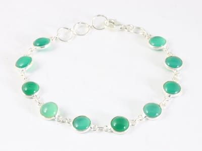Fijne zilveren armband met groene onyx