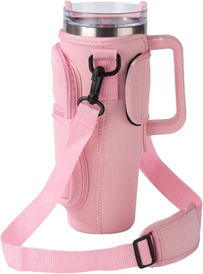 NTHProducts - Water Bottle Tote Bag - Waterfles Draagtas - Casual en praktisch - Pink - Sling Bag met Telefoonvak - Geschikt voor Stanley Cup 40oz - Kl...