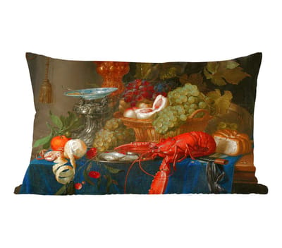 Sierkussens - Kussentjes Woonkamer - 50x30 cm - Stilleven met een gouden bokaal - Schilderij - Oude meesters