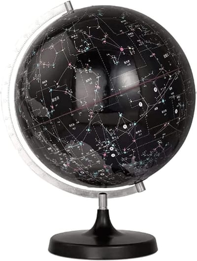 Hemelbol - Sterrenkaart Bol - Astronomie Onderwijs - Met Sterrenbeelden - 32 cm Diameter - Zwart