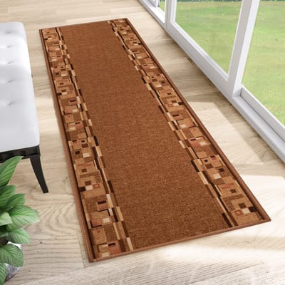 Tapiso Antislip Rubber Mat Beige Licht Bruin Klassiek Rubbermat Tapijt Maat- 100x150