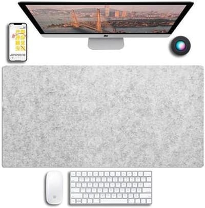 Grote Niet-Slip Bureau Onderlegger van Vilt 90x40cm in Lichtgrijs voor een Stijlvol Werkoppervlak