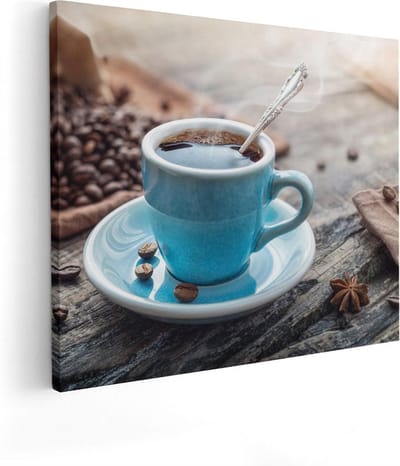 Artaza Canvas Schilderij Stilleven Koffie - 50x40 cm - Muurdecoratie Keuken - Wanddecoratie Koffie - Kamer Accessoires