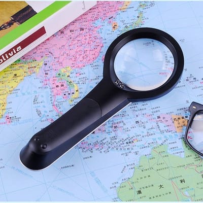 Vergrootglas met LED - Leesloep Handloep - Gedetailleerd Lezen - 6x Vergroting - 2 LED Lampen - Zwart