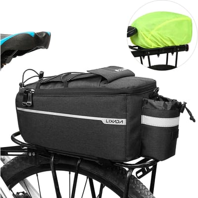 Lixada Geïsoleerde Kofferbak Koeltas met Regenhoes Waterdichte Fietsen Fiets Achterdrager Opberg Bagage Tas Reflecterende MTB Fiets Fietstas zwart