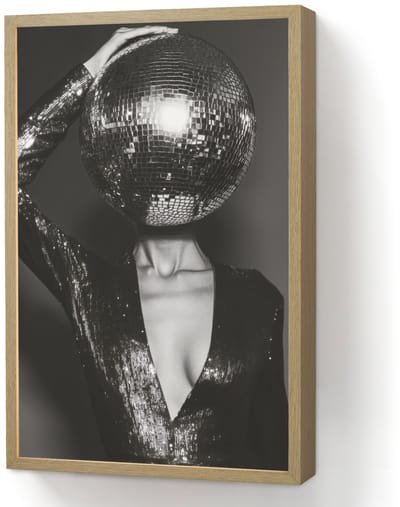 Wandlamp 40x60 cm - Oplaadbaar - Discobal - Gezicht - Glamour - Zwart - Wandlampen binnen woonkamer - Slaapkamer lamp - Decoratieve nachtlamp - Vloerlamp draadloos