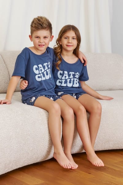 Doctor Nap Katoenen Pyjama Meisjes Jongens | Matching Familie Pyjama | Shortama Korte Mouw Korte Broek | Cat Club PDU.7205 110 / 116