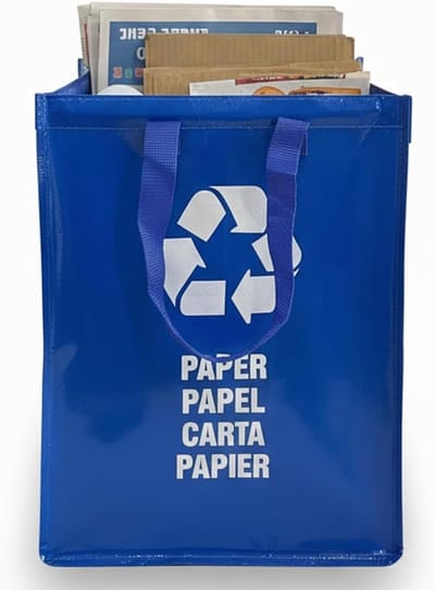 Papier Recyclingzak - Opvouwbare Tas - Afval Scheiden - Met Handvat - 44L Capaciteit - Blauw