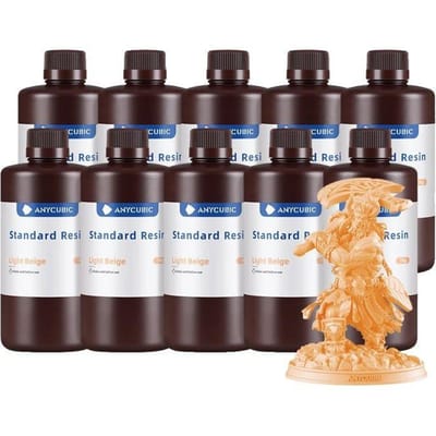 Anycubic 405nm Résine UV, Capacité de 10KG, Compatible avec les Imprimantes LCD, 10KG Beige Clair