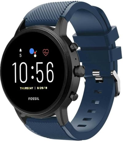 Strap-it Siliconen swartwatch bandje - geschikt voor Fossil Gen 5 / Fossil Gen 5e 44mm / Fossil Gen 6 44mm - donkerblauw