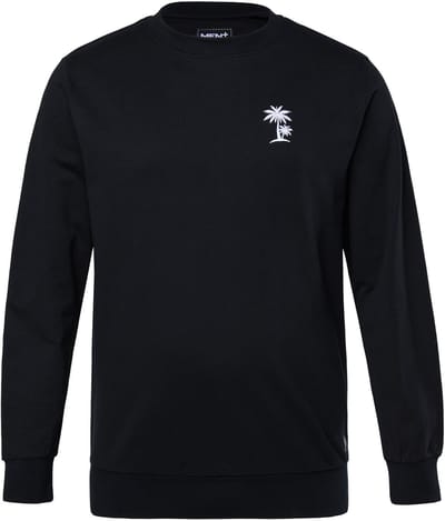 Men Plus - Heren - Sweatshirt palmborduursel - Zwart - Maat 8XL