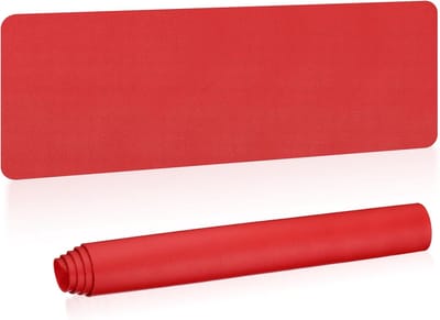 Famanu – Grote bureaumat van 55"x17" - PU materiaal - dubbelzijdig - donkerrood - duurzaam en stevig - geschikt voor kantoor - thuiswerkplek of gaming setup