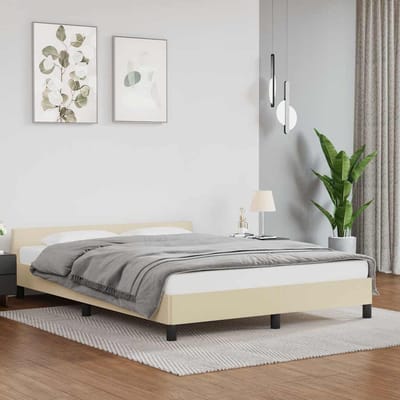 vidaXL - Bedframe - met - hoofdeinde - zonder - matras - 140x190 - cm - crèmekleurig