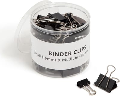 Zwarte en Zilveren Binderclips Set in Diverse Maten voor Kantoor en Thuis