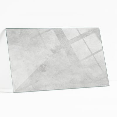 Wallfluent - Betontextuur Met Scheuren Glazen Plaat - 120 x 80 cm - Grijs Glasplaat Tafel - Rechthoekig Tafelblad Glas - Gehard Glas - Gehard Glazen Tafelblad Voor de Eettafel in de Eetkamer