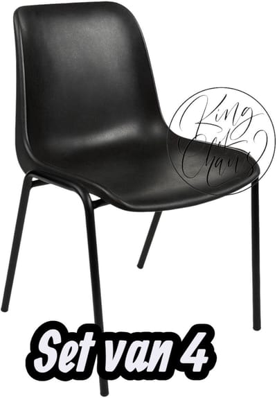 Kantinestoel Helene Zwart -set van 4- zwart onderstel kantinestoel stapelstoel kuipstoel vergaderstoel tuinstoel kantine stoel stapel stoel tuin stoel kantinestoelen stapelstoelen kuipstoelen arenastoel schoolstoel bezoekersstoel Everardo
