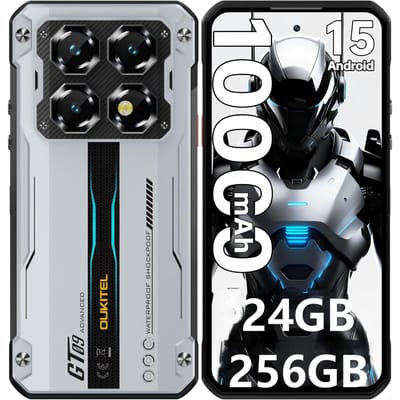OUKITEL WP60 5G Mobiele Telefoon 24GB+256GB 10000mAh 7,2  Scherm 108MP Android 15 zilver